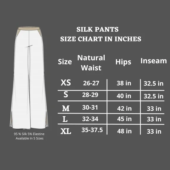 Washable Silk Pant High Waisted Wide Leg Trousers - NWT Sizes XS, S,M,L,XL - Picture 4 of 4